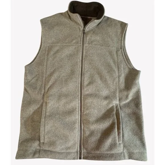 St Johns Bay Mens Medium Brown Fleece Full Zip Vest Fall Winter Outdoor Jacket - Picture 1 of 7